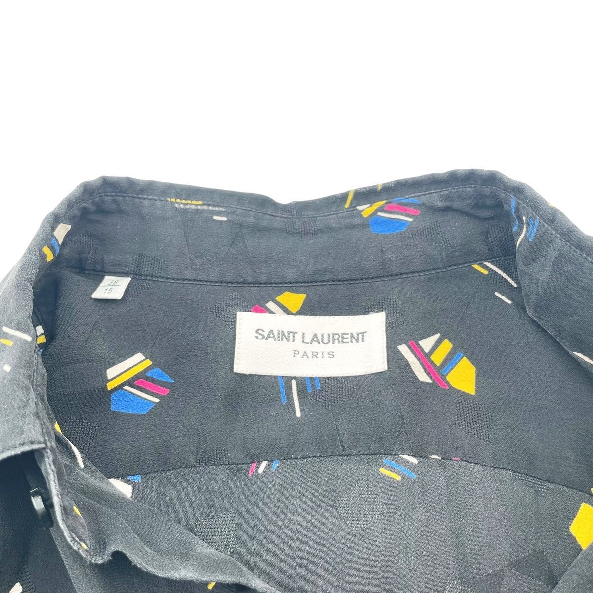 【中古】Saint Laurent サンローラン 21SS デザイン長袖シルクシャツ 646850 Y2D02 カジュアルシャツ サイズ36 ブラック 25036951 RD 中古】Saint Laurent サンローラン 21SS デザイン長袖シルクシャツ
