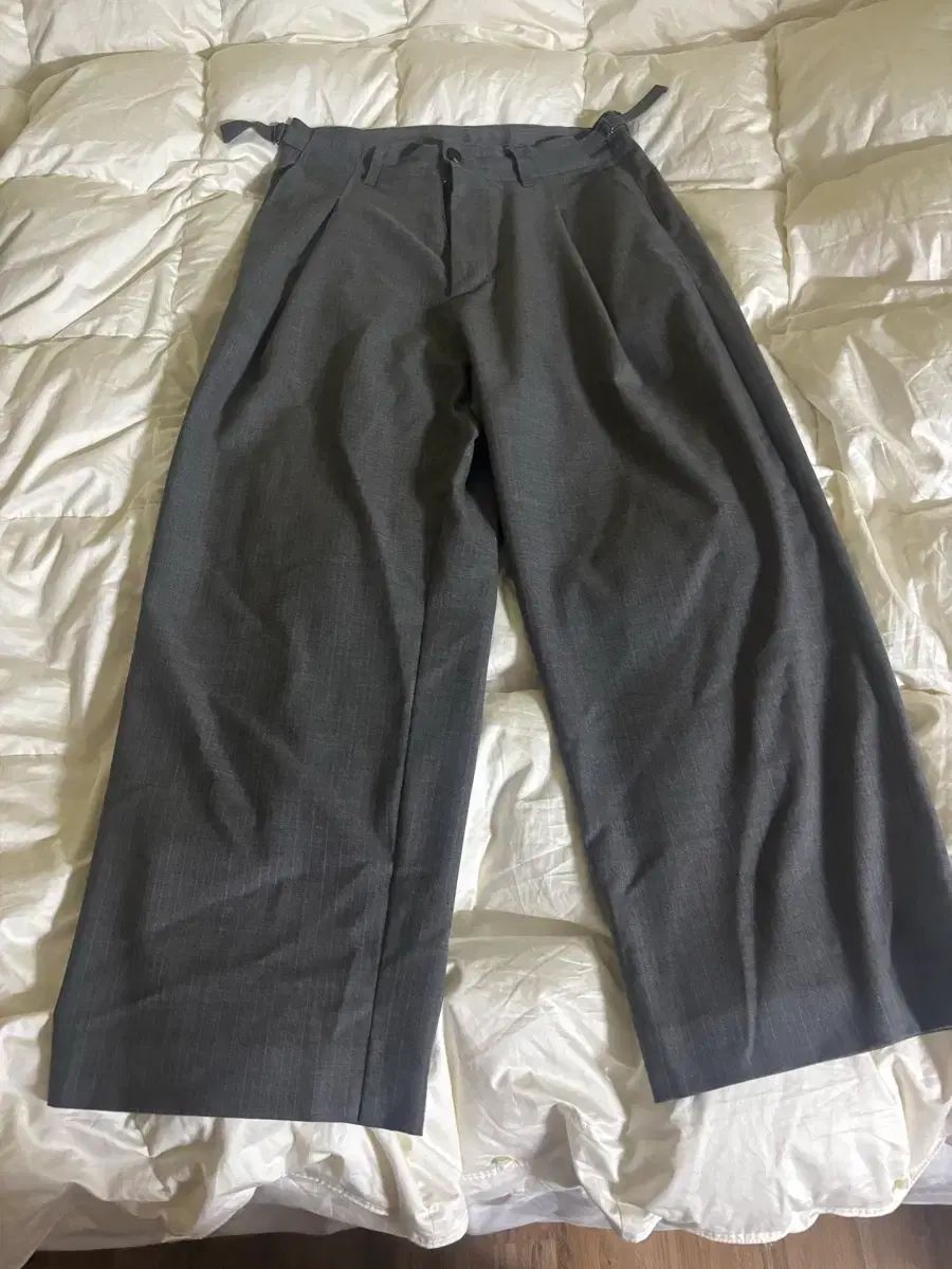 セール Hatchingroom ワイド スラックス ストライプ (グレー/ピンク) 4