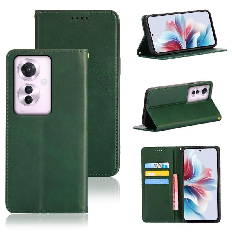 【新着商品】(グリーン) ノートブック型携帯電話保護カバー多機能携帯電話ホルスター財布携帯電話ホルダーバンプパターンテクスチャ耐久性摩擦耐性携帯電話ケース男性と女性に適した多