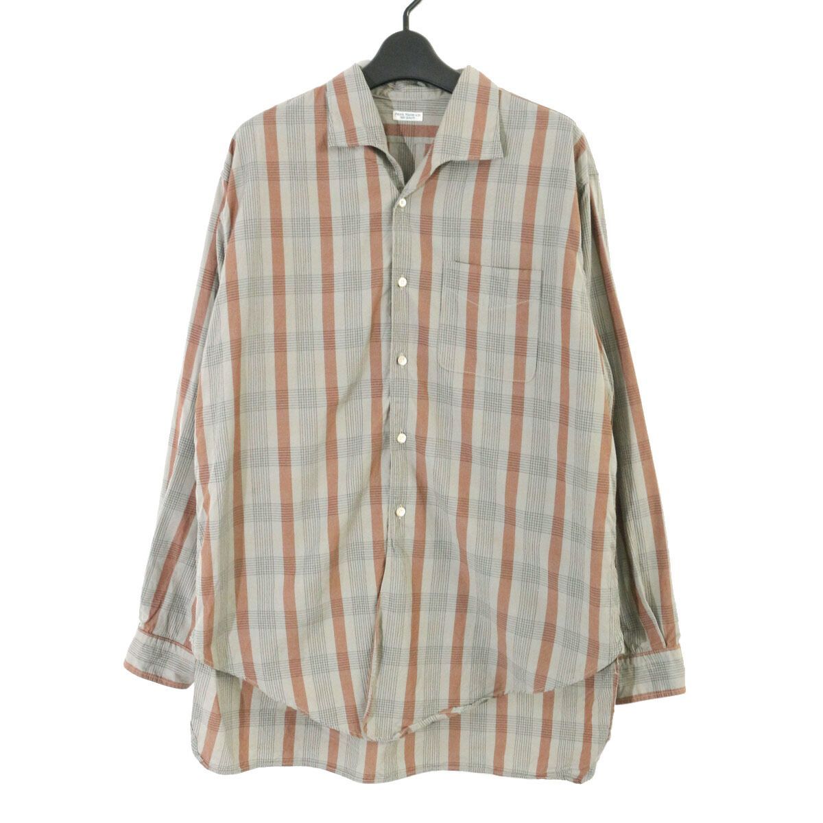 PHIGVEL Makers & Co. 長袖シャツ ネイビー/ブラウンチェック PHIGVEL