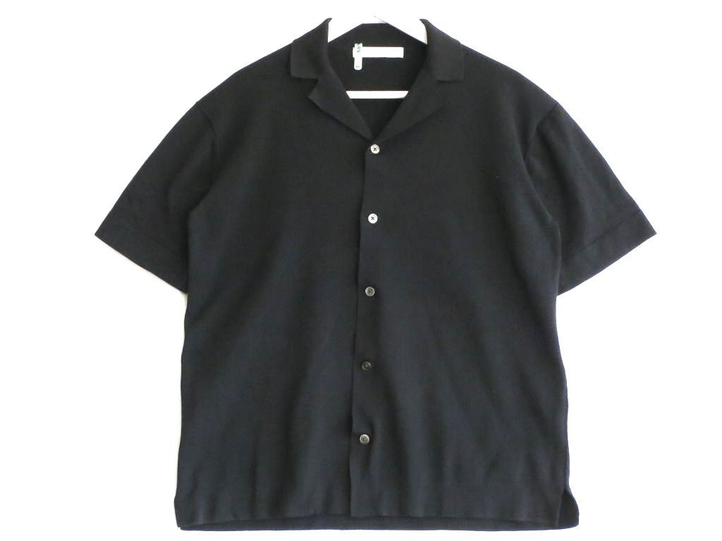 【225923】ESTNATION エストネーション  半袖サマーニットシャツ　コットン　クリーニング済 メンズ  ・M 81-200-12-030119 ブラック
