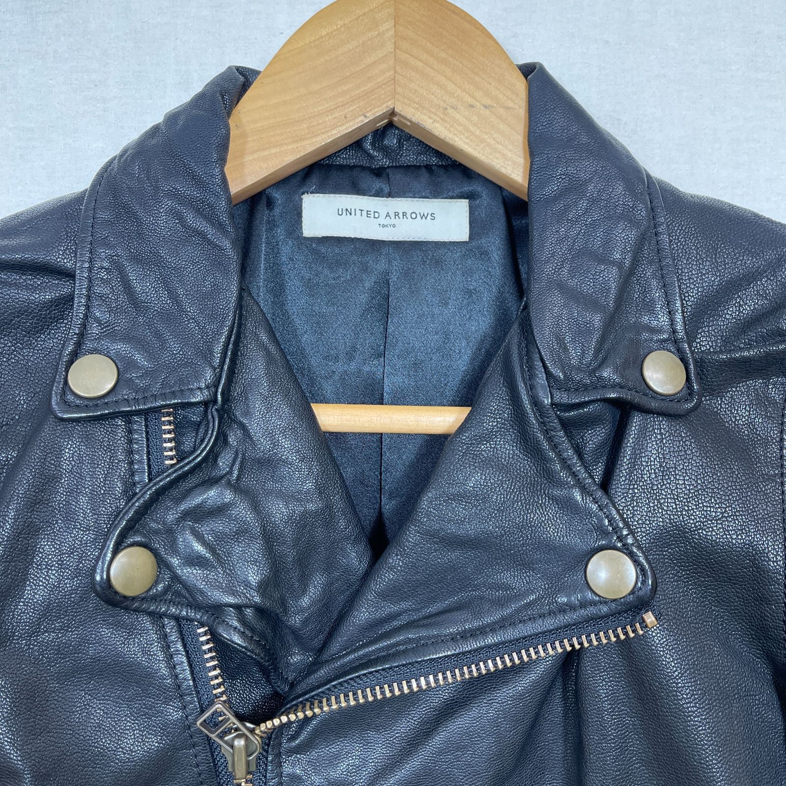 ユナイテッドアローズ ダブルライダースジャケット 36 S ブラック やぎ