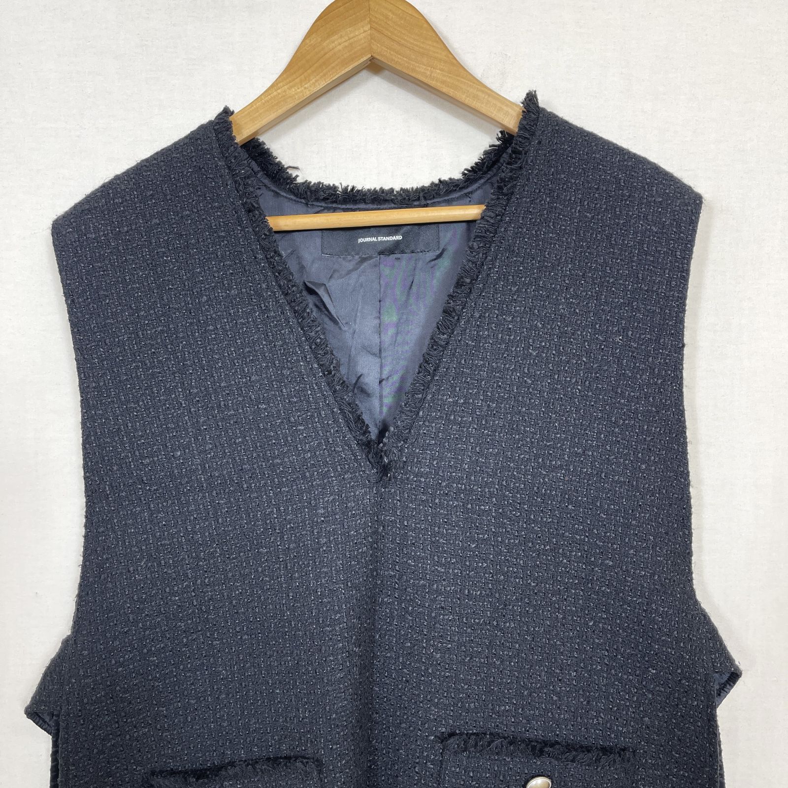 ジャーナルスタンダード クリアツイードベスト ブラック 金ボタン
