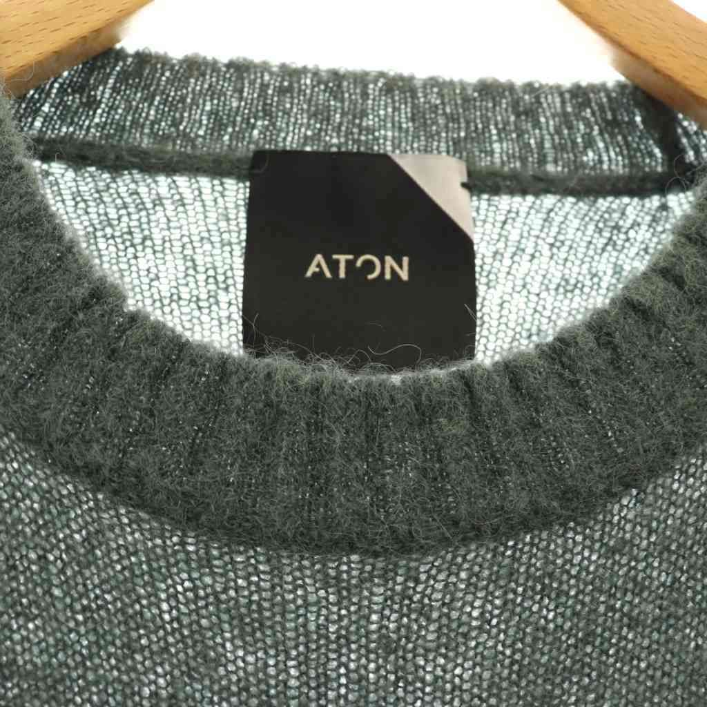 美品▲ATON エイトン//アルパカウール クルーネック▲グリーン サイズ04 美品△ATON エイトン//アルパカウール クルーネック△グリーン サイズ