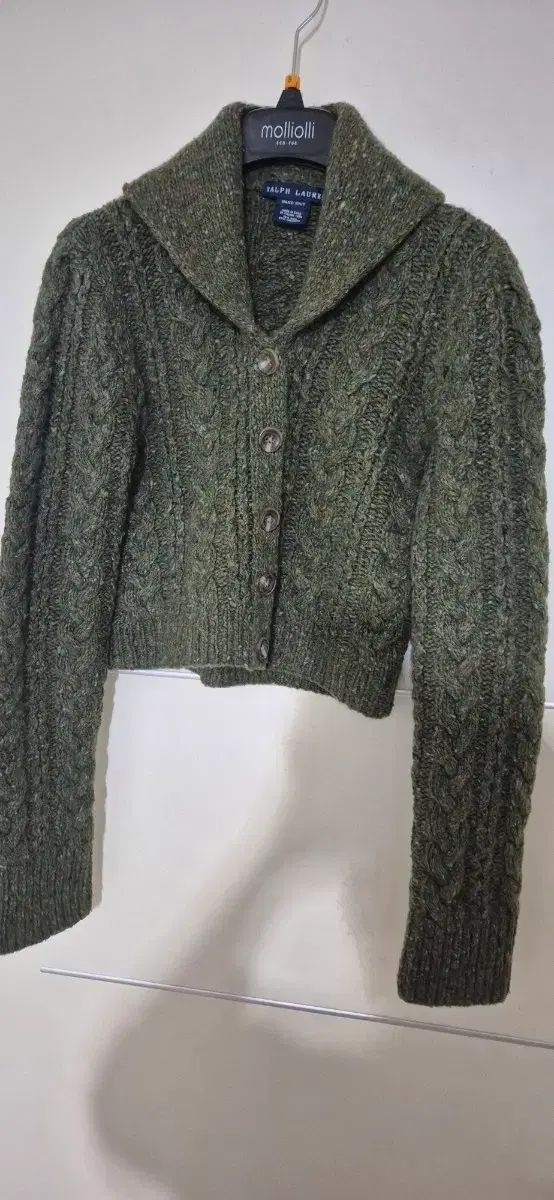 ポロ カシミア 節約 クロップドカーディガン ハンドニット ケーブル