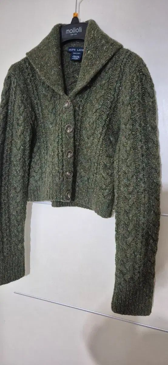 ポロ カシミア 節約 クロップドカーディガン ハンドニット ケーブル