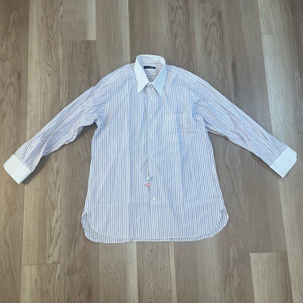 【227184】BURBERRY LONDON バーバリーロンドン  長袖シャツ　ワイシャツ　コットン100％　ストライプ　ロゴ　クリーニング済 メンズ  ・ ホワイト