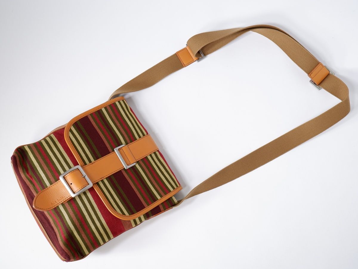 Paul Smithポールスミス キャンバス×レザー 販売済み マルチボーダー