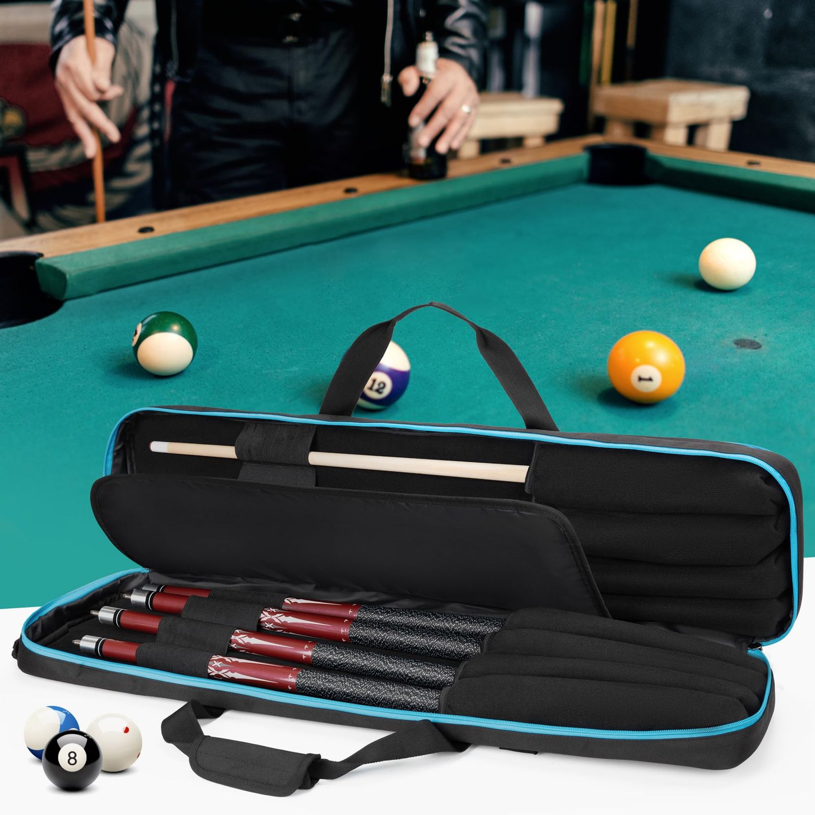 ビリヤード　ポータブルキュー　フィット　4ピース　袋+ケース付き ビリヤード ポータブルキュー フィット 4ピース 袋+ケース付き