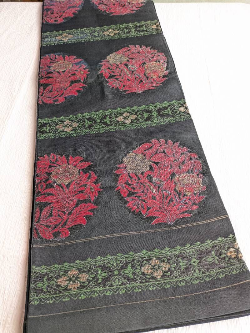 名古屋帯 京袋帯 長尺 花唐草 花輪 袋仕立て 正絹 148 - メルカリ