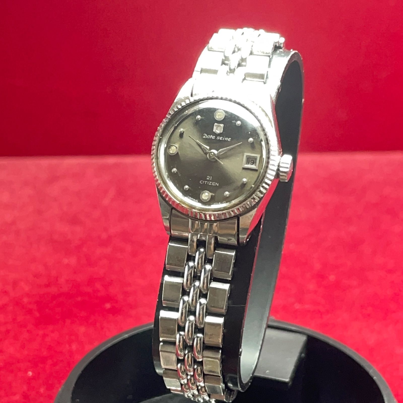 60s CITIZEN デート セーヌ 手巻 純正SSブレス フルーテッドベゼル