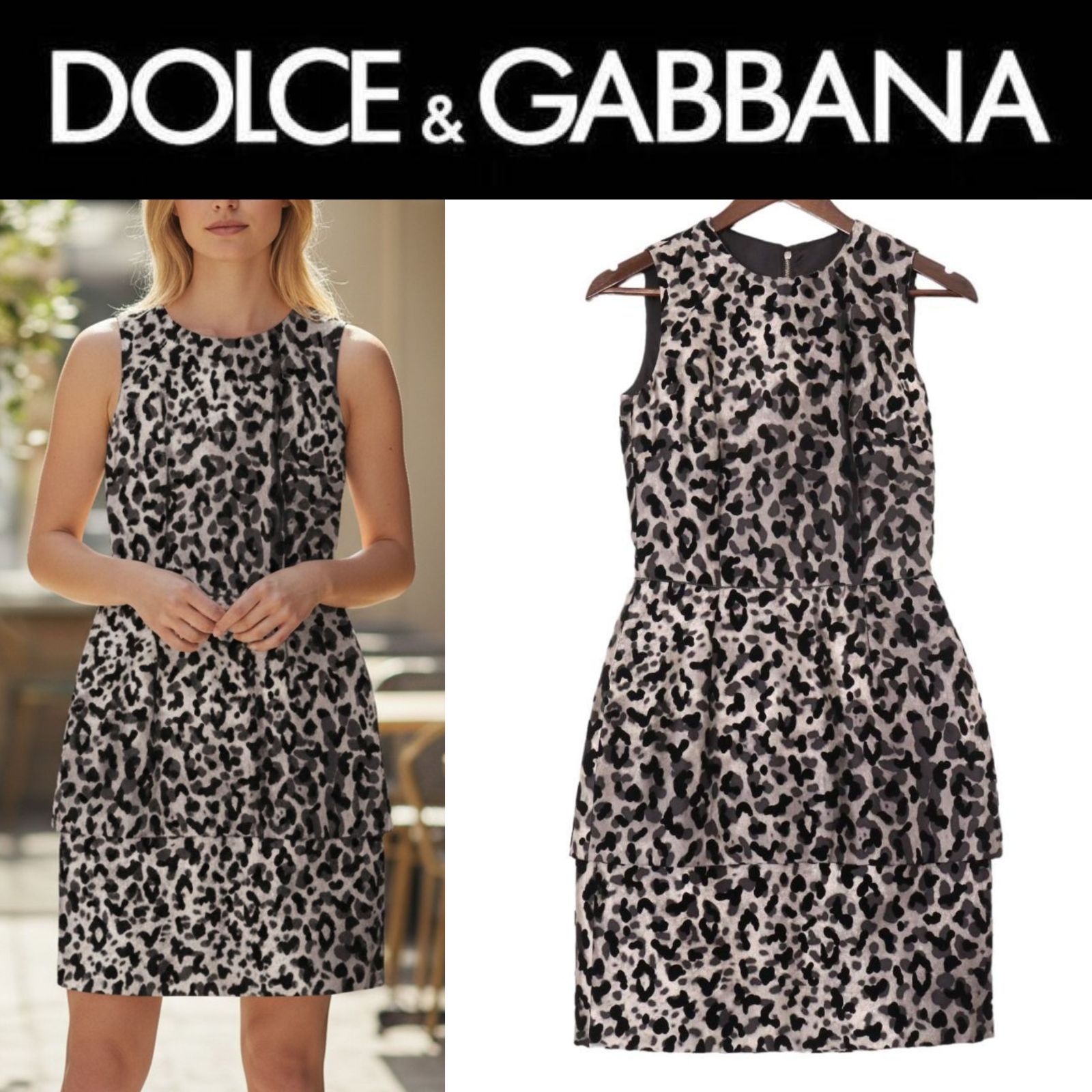 美品✨️ドルガバ レオパードワンピース ノースリーブ 肩ベロア 大きいサイズ 美品✨️ドルガバ レオパードワンピース ノースリーブ 肩ベロア 大きい