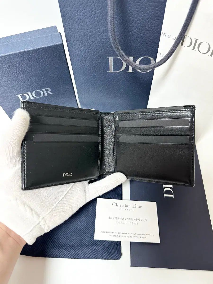 正規品)(フルセット)ディオール オブリーク 二つ折り財布 ブラック