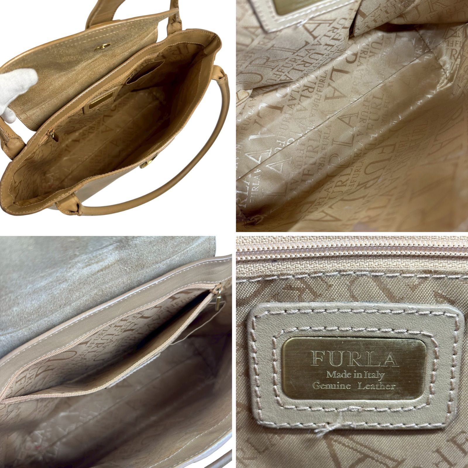 B4314】 FURLA フルラ ハンドバッグ レザー ベージュ トートバッグ 