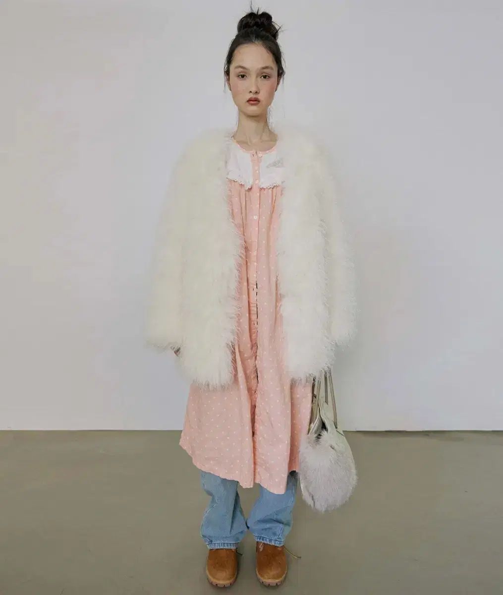 SCULPTOR Faux Fur Middle Jacket White ファージャケット - メルカリ