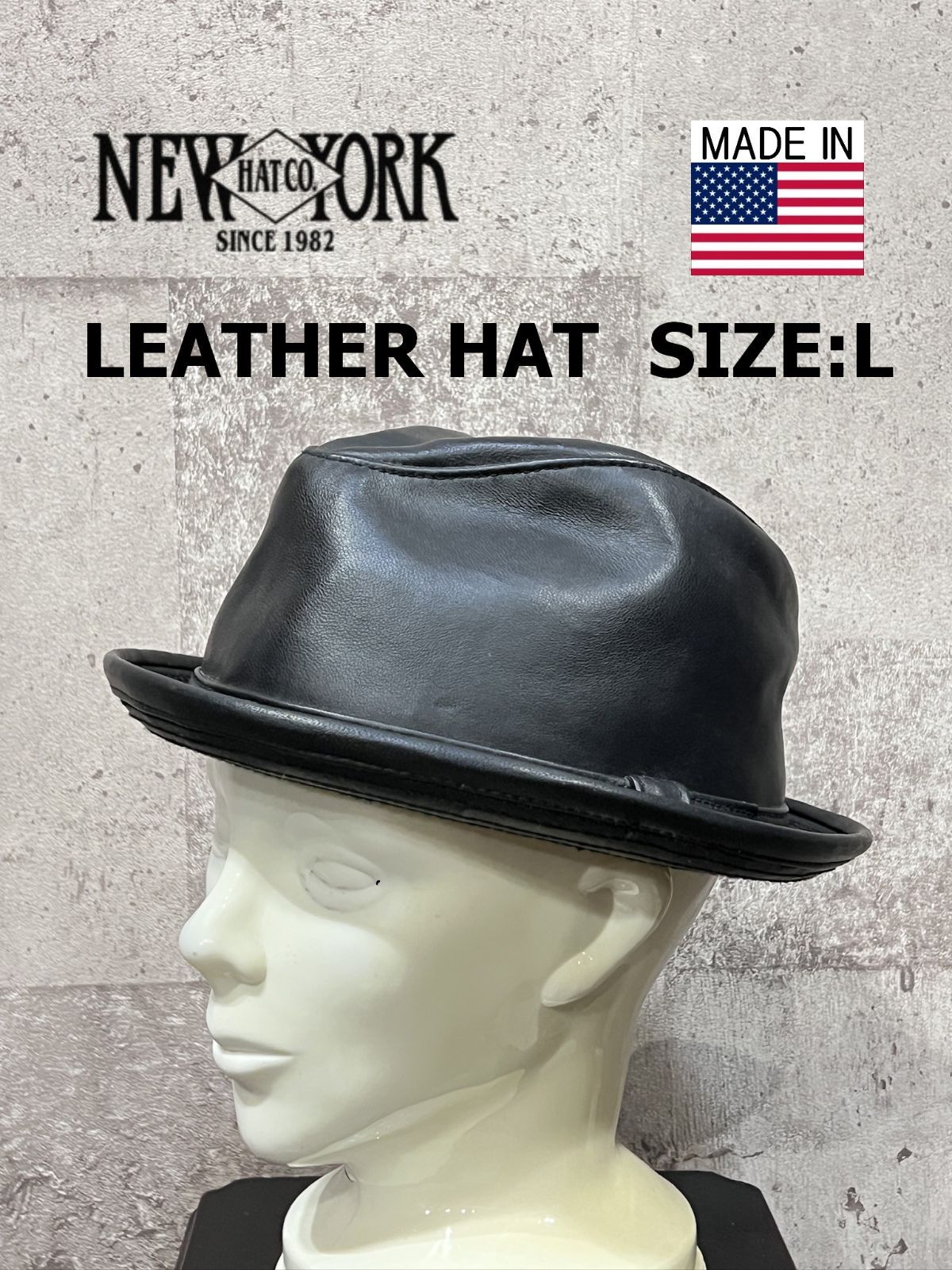 USA製 ニューヨークハット ラムスキン フェドラ 中折れ レザーハット