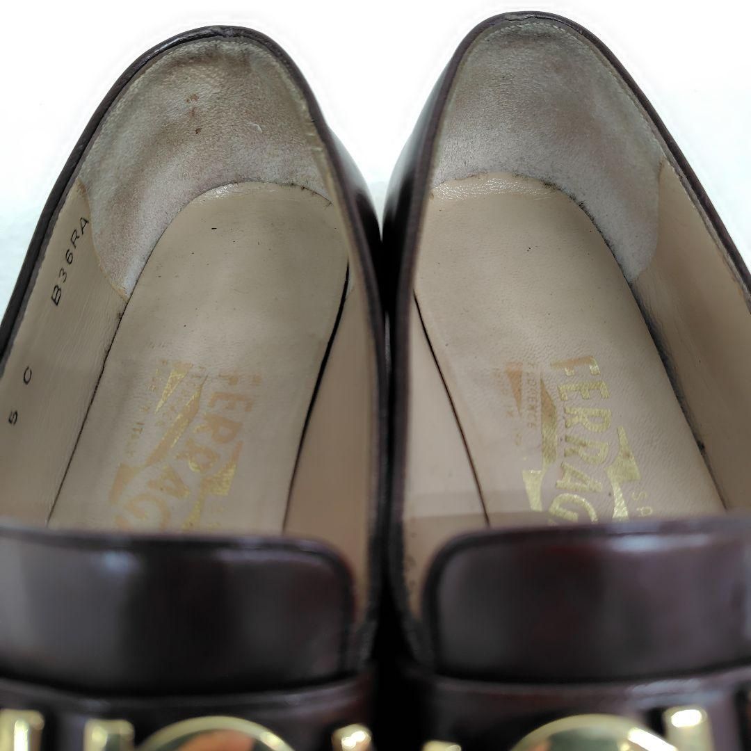 Ferragamo フェラガモ パンプス 5C ローファー ガンチーニ 茶 ブラウン