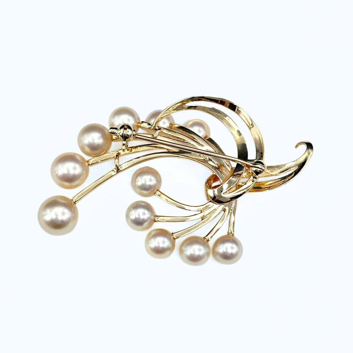 ミキモト MIKIMOTO パール デザインブローチ YG イエローゴールド 真珠