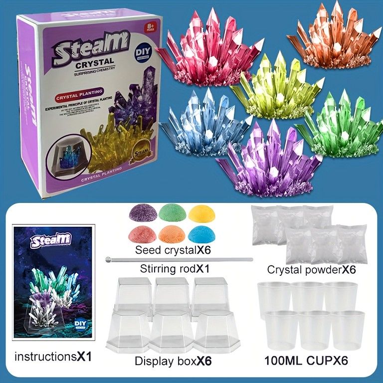 ★特選♡セット★1.5kg超【GIFT♡箱入り約10石☆クリスタルカルサイト】❤️ 知育玩具】クリスタル育成キット 自由研究 実験セット 理科 科学 鉱物