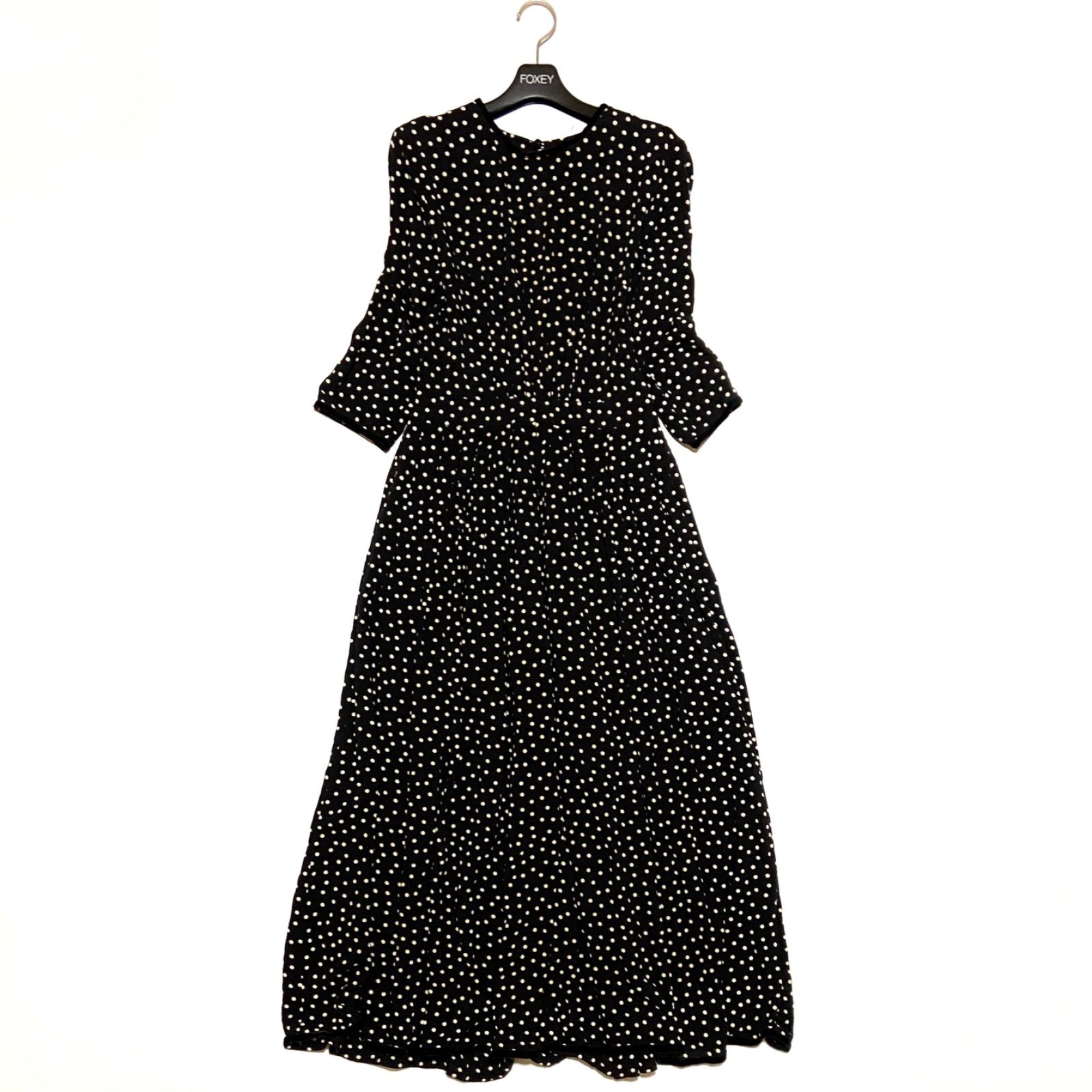 SINME シンメ ドットワンピース ロング 水玉 Aライン フレア バック