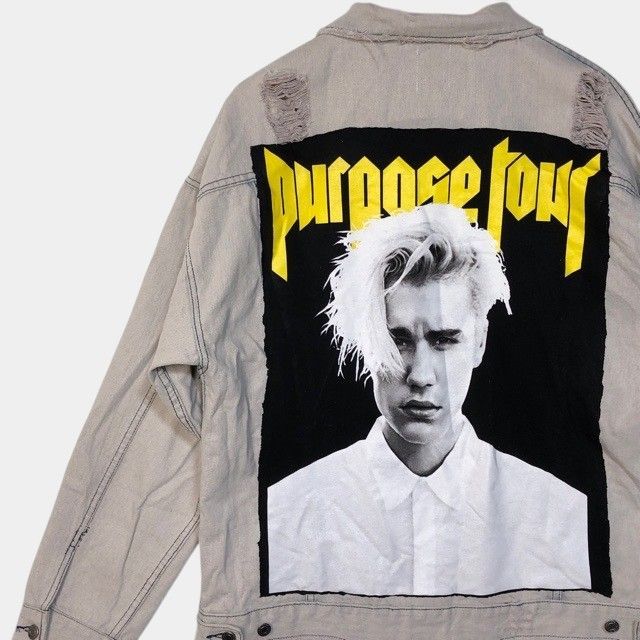 フラッシュバック　デニムジャケット　バックプリント　ダメージ