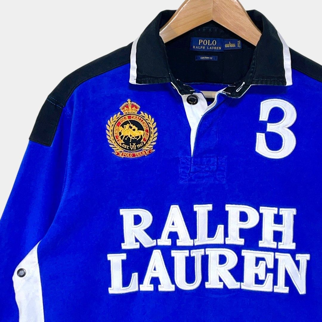ポロラルフローレン ブルー ワッペン ビッグロゴ ラガーシャツ