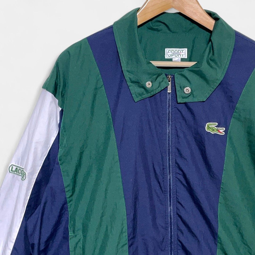 (レア)Lacoste ジャケット ホワイト/ネイビー/グリーン ラコステ スポーツ ブルゾン ネイビー グリーン スイングトップ
