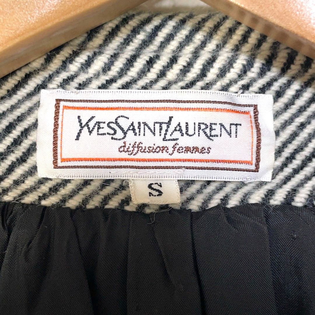 イヴサンローラン YSL グレー ツイル アンゴラ ギャザー ロングコート