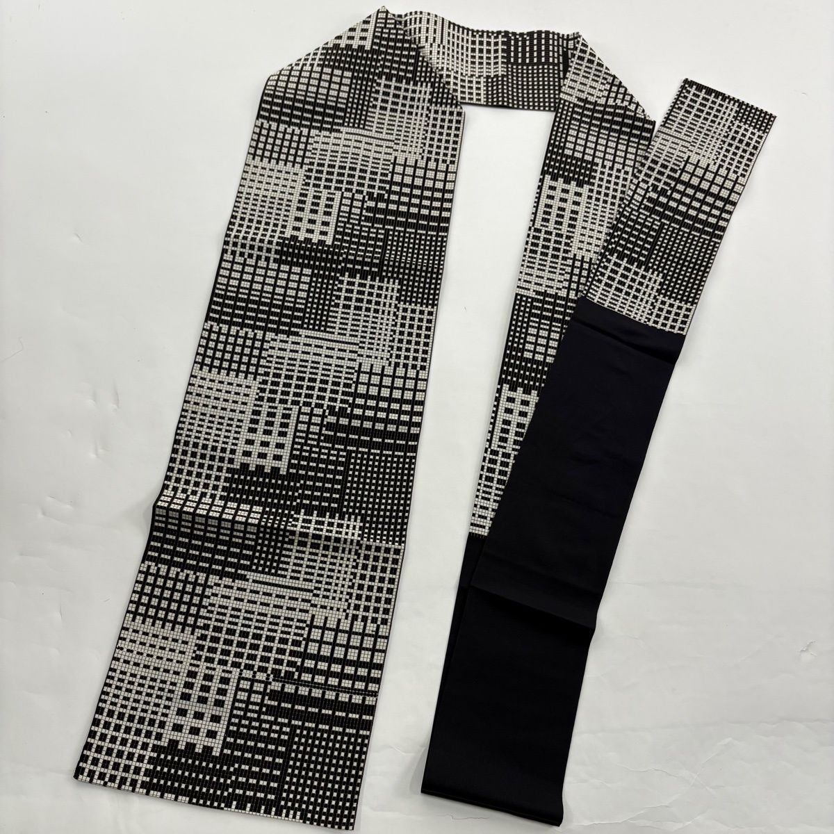 江戸小紋 身丈162cm 裄丈66cm M 袷 名古屋帯セット 格子 紫 正絹 秀品