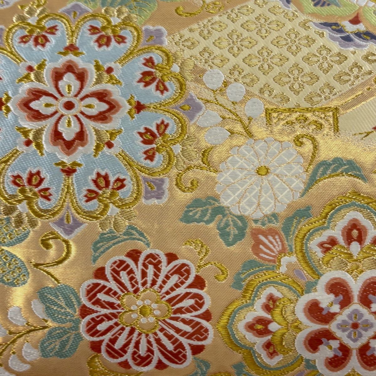 袋帯 秀品 華文 花唐草 箔 金糸 金色 六通 正絹 【中古】 - メルカリ