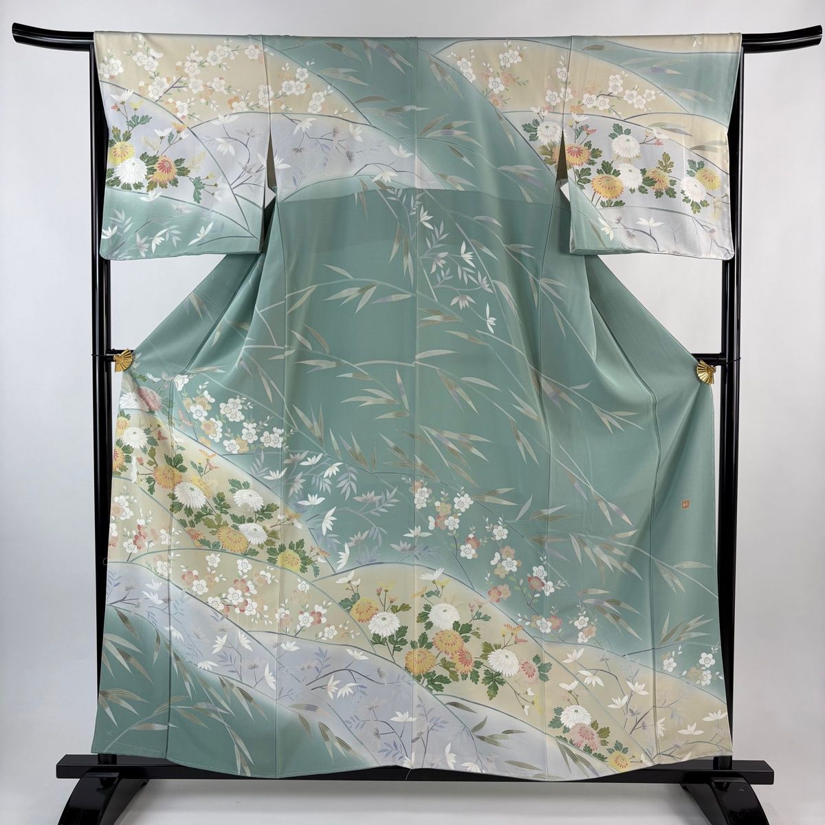 美品】 訪問着 身丈159.5cm 裄丈65.5cm M 袷 鈴乃屋 落款 菊 梅