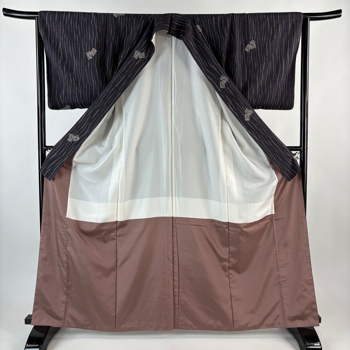 秋色小紋　正絹　新品未着用　しつけ付き　身丈164、裄66.5 美品 秋色小紋 正絹 新品未着用 しつけ付き 身丈164、裄66.5 美品