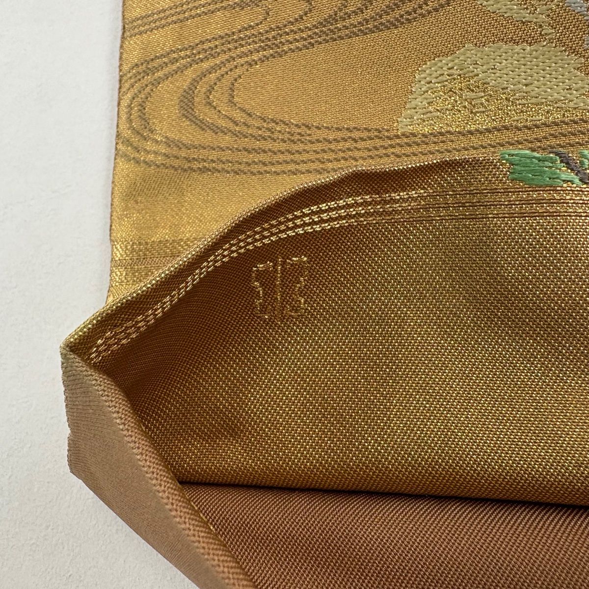袋帯 秀品 川島織物 落款 松 橘 箔 金糸 金色 六通 正絹 【中古