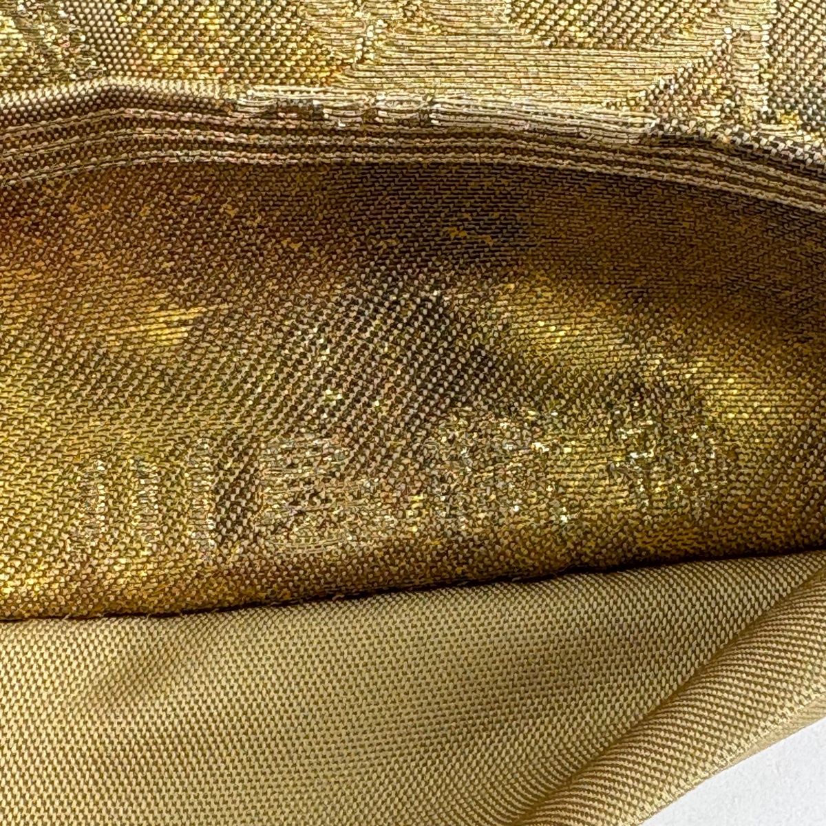 袋帯 名品 川島織物 落款 華文 鳳凰 金糸 箔 金色 六通 正絹 【中古