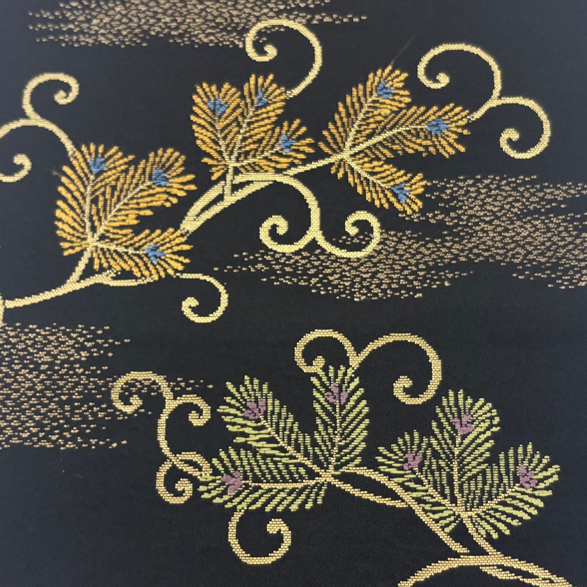 美品】 袋名古屋帯 逸品 龍村美術織物 落款 たつむら 和み松 若松 霞