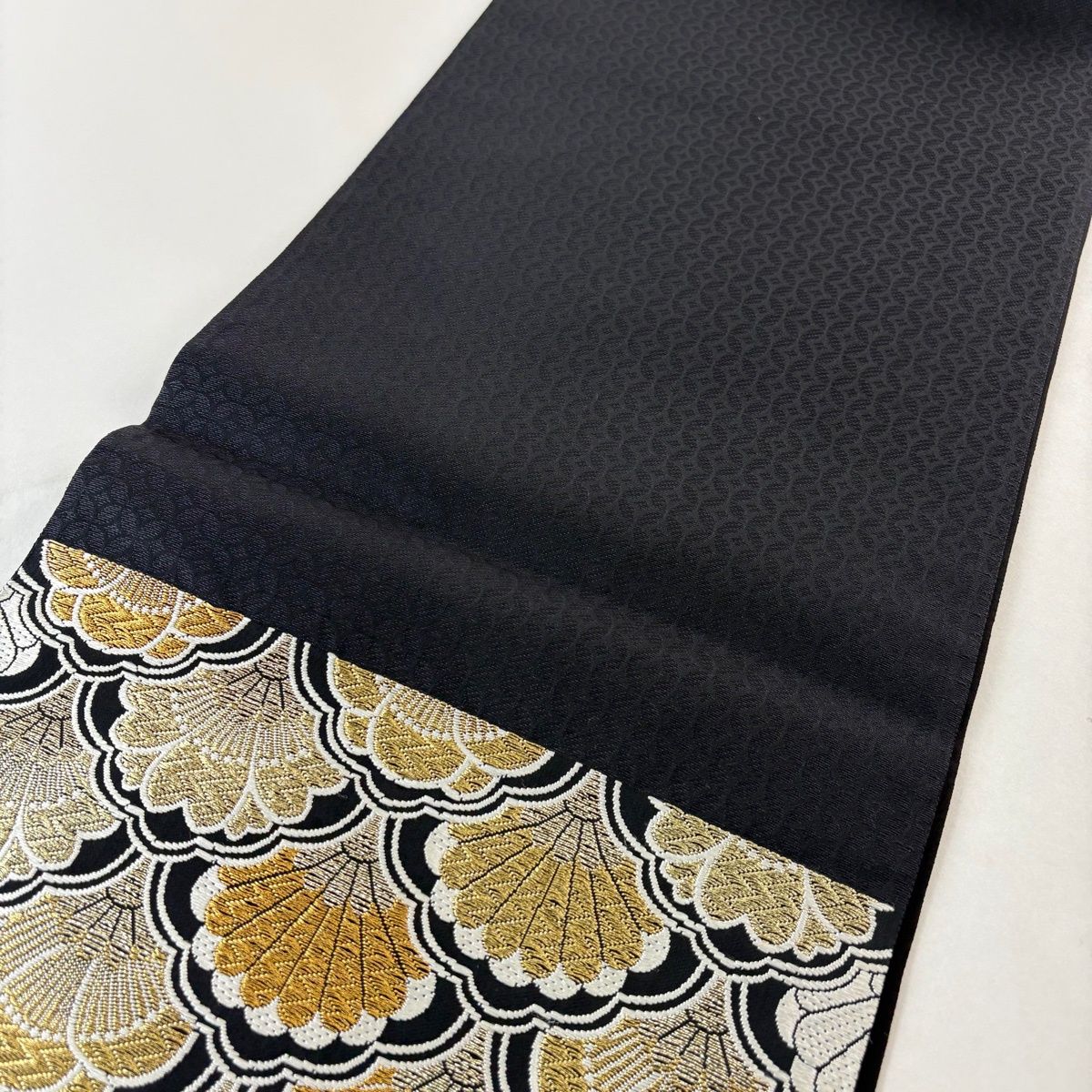 フォーマル袋帯　唐織　青海波　松竹梅　菊青海波　帯揚げセット お仕立済み】桐生織京袋帯（青海波：緑） 京袋帯 【きもの都粋】