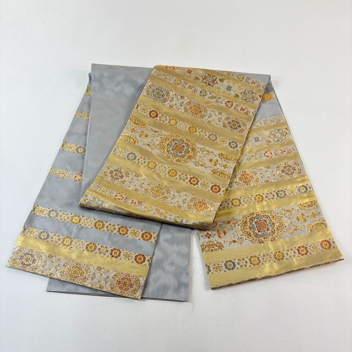 刺繍 袋帯 新品未使用品 金糸 正絹 お太鼓柄 Q706 美品 袋帯 名品 花菱 刺繍 金糸 青紫 お太鼓柄 正絹 中古 : リユース