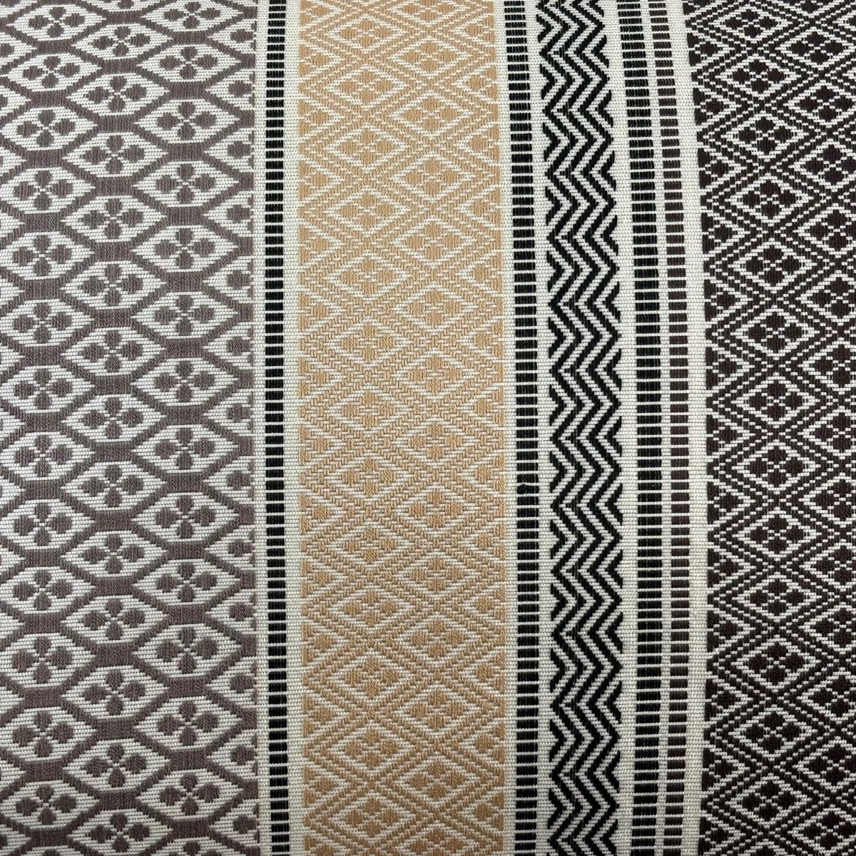 美品】 名古屋帯 優品 八寸名古屋帯 松葉仕立て 縞 幾何学 クリーム