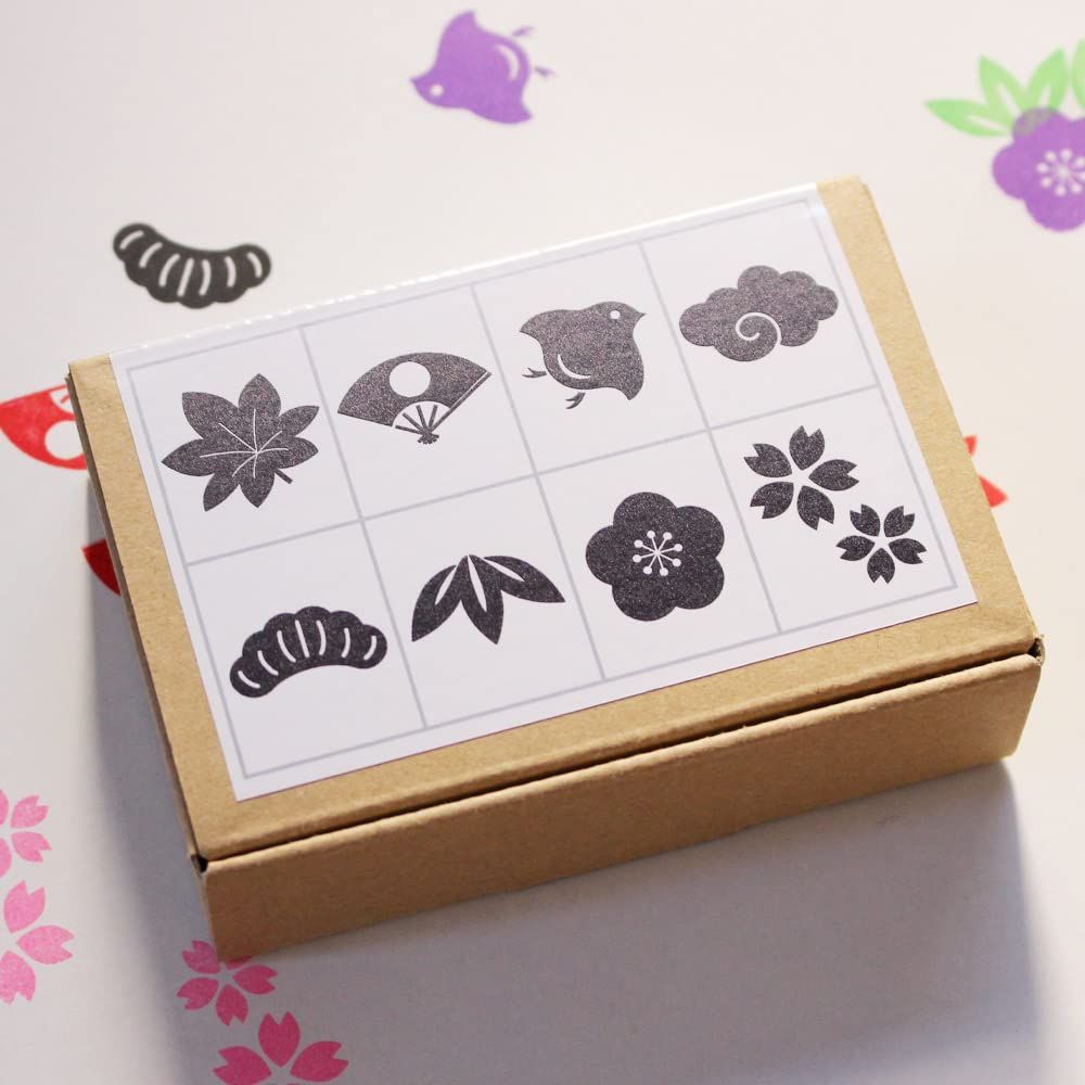  スタンプ かわいい おしゃれ ハンコ 木製 ゴム印 セット 便利 日本製 エコ 素材 和風 もみじ 千鳥 松 竹 梅 さくら 桜 雲 便箋 一筆箋 年賀状 プレゼント 32 スタンプ 印鑑 印章 スタンプ