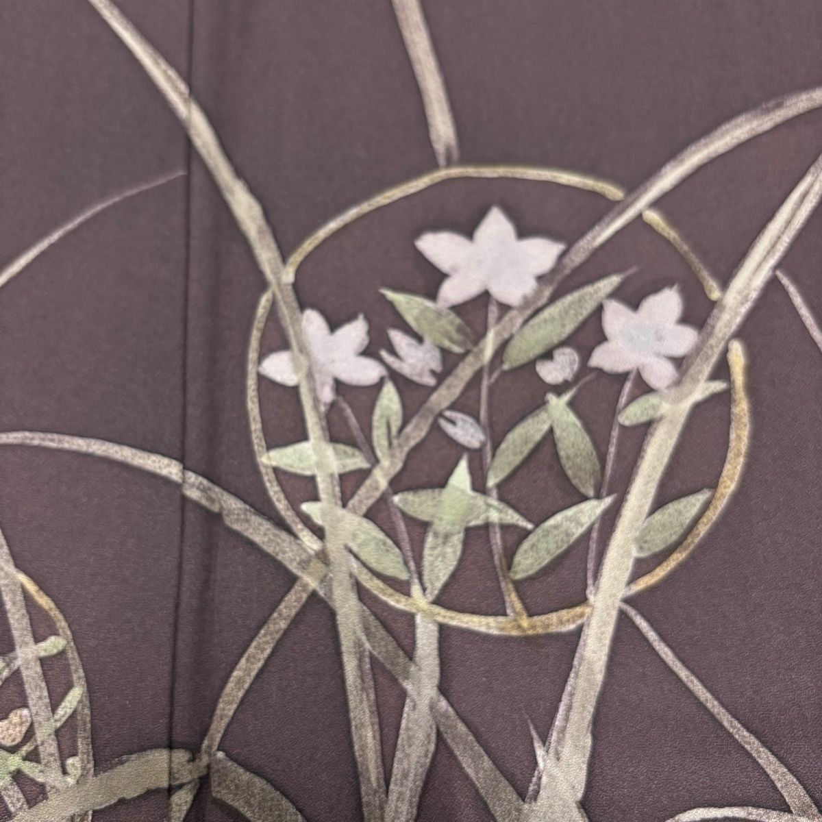 訪問着 身丈160.5cm 裄丈63.5cm S 袷 北大路魯山人 落款 丸紋 草花 紫