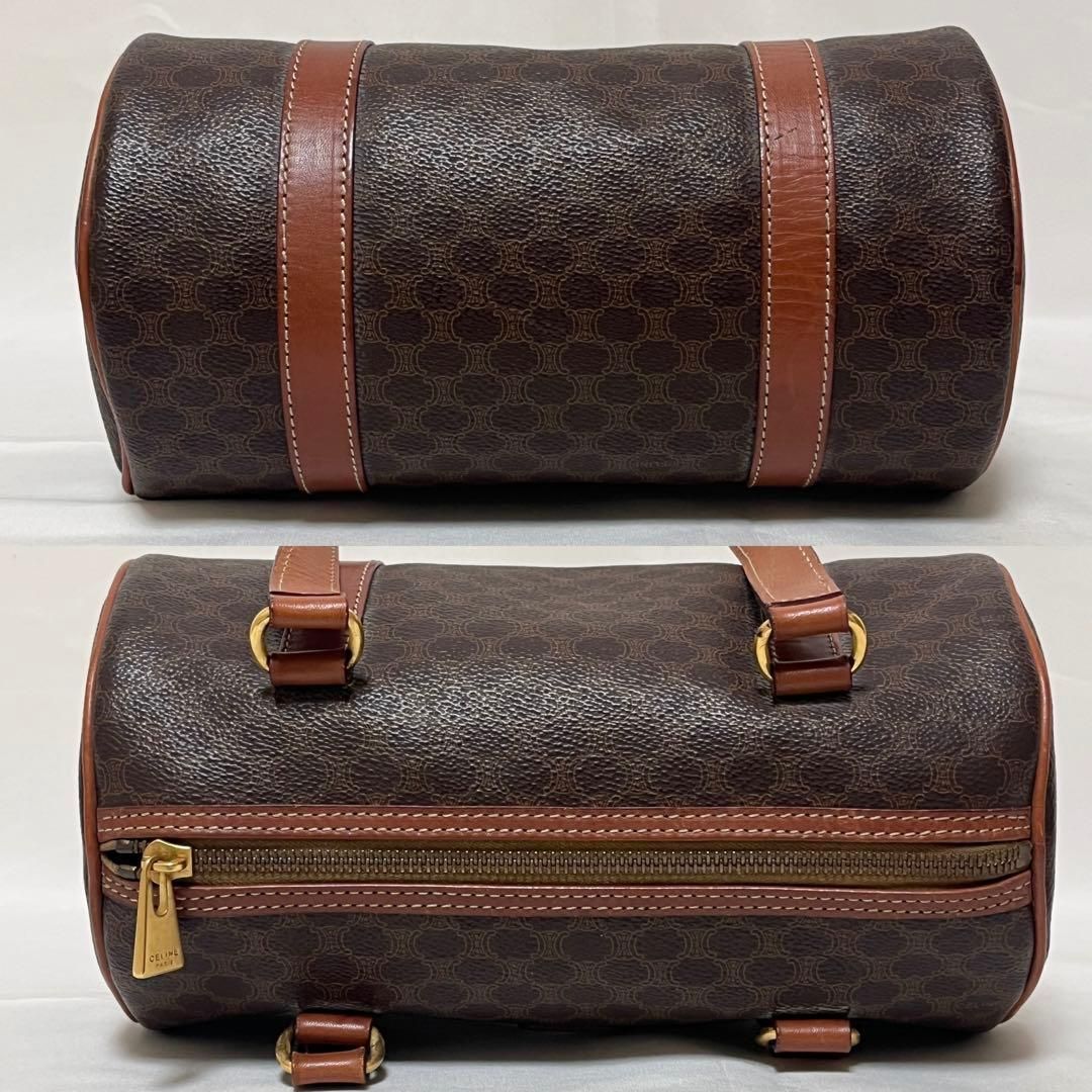 CELINE セリーヌ マカダム ミニボストン ハンドバッグ PVC ブラウン