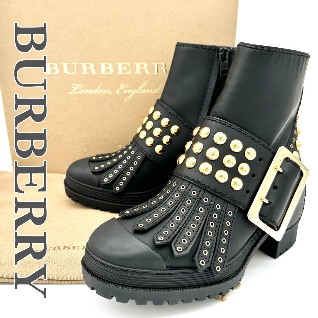 □激レア・新品□ BURBERRY Whitchester ショートブーツ 本革 スタッズ
