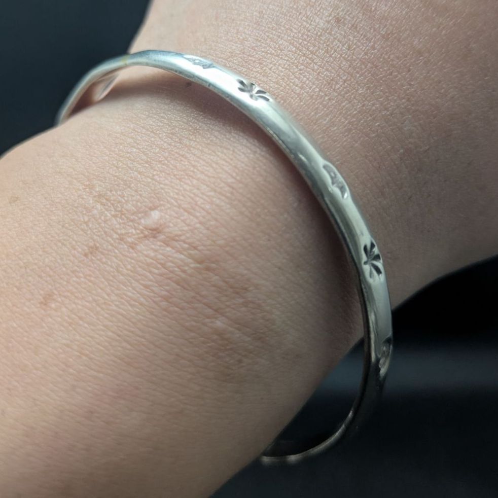 メキシコ製 シルバー925 バングル ムーン＆スターズ 刻印 19.2g 直径