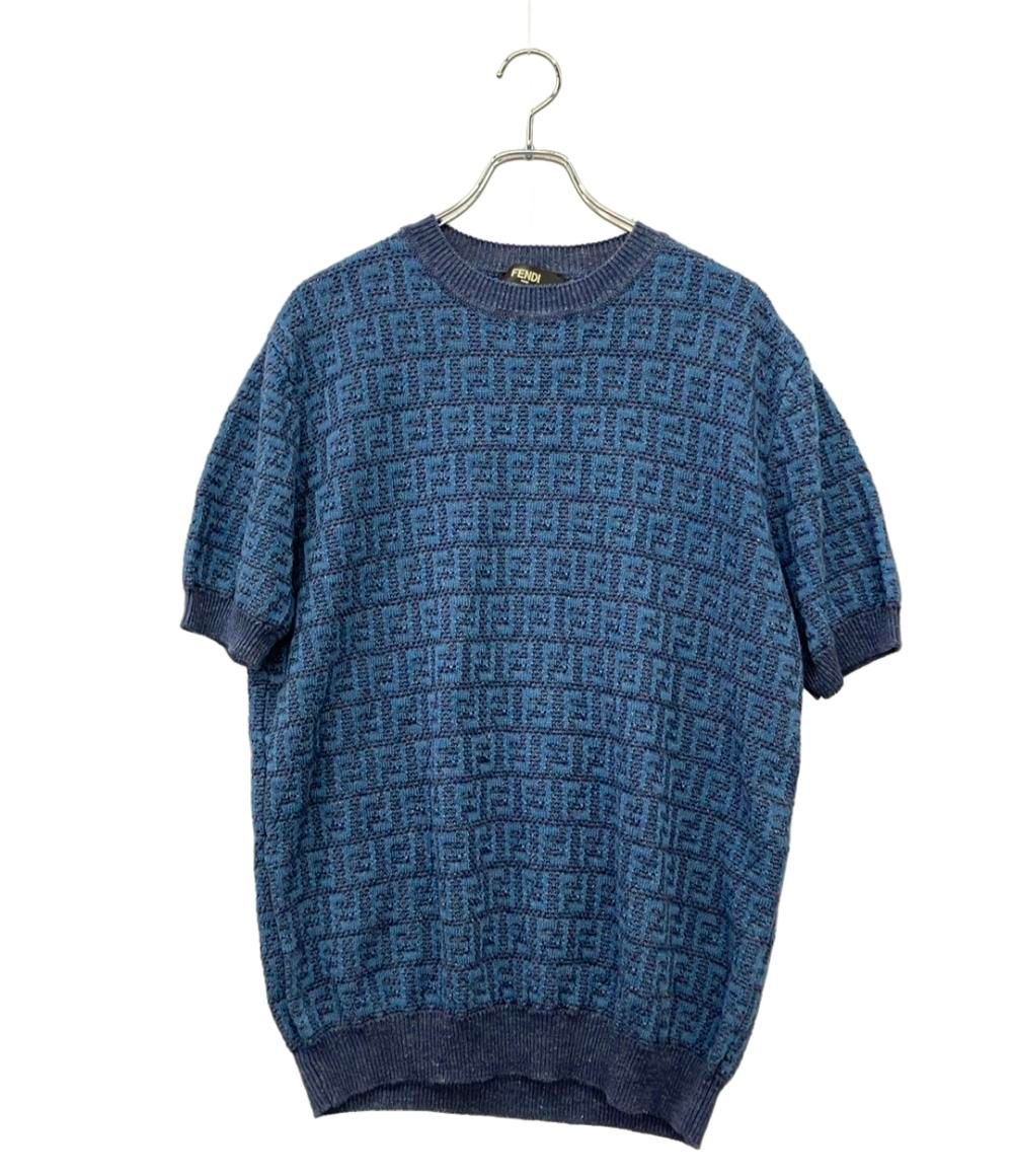 美品 フェンディ 半袖ニット ズッカ FZY443AO5J メンズ SIZE 54 (XXL
