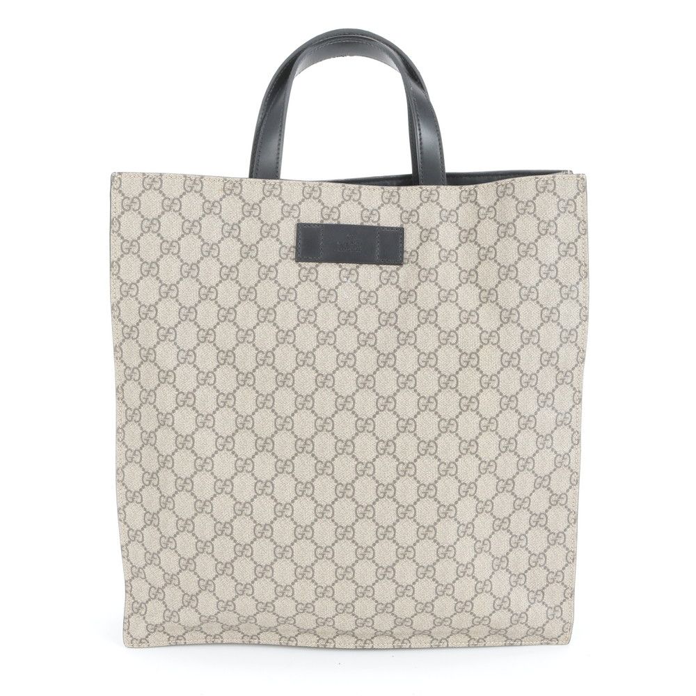 極美品 グッチ GG スプリーム 456217 レザー トート バッグ ショルダー ビジネス 通勤 書類鞄 ブラウン A4 メンズ RUE DE35-3【中古】