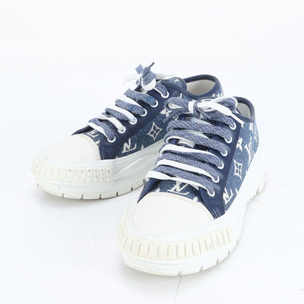 美品・付属品✨ルイヴィトン LVスクァッドライン モノグラム デニム スニーカー 極美品 ルイヴィトン モノグラム デニム LV スクァッド ライン