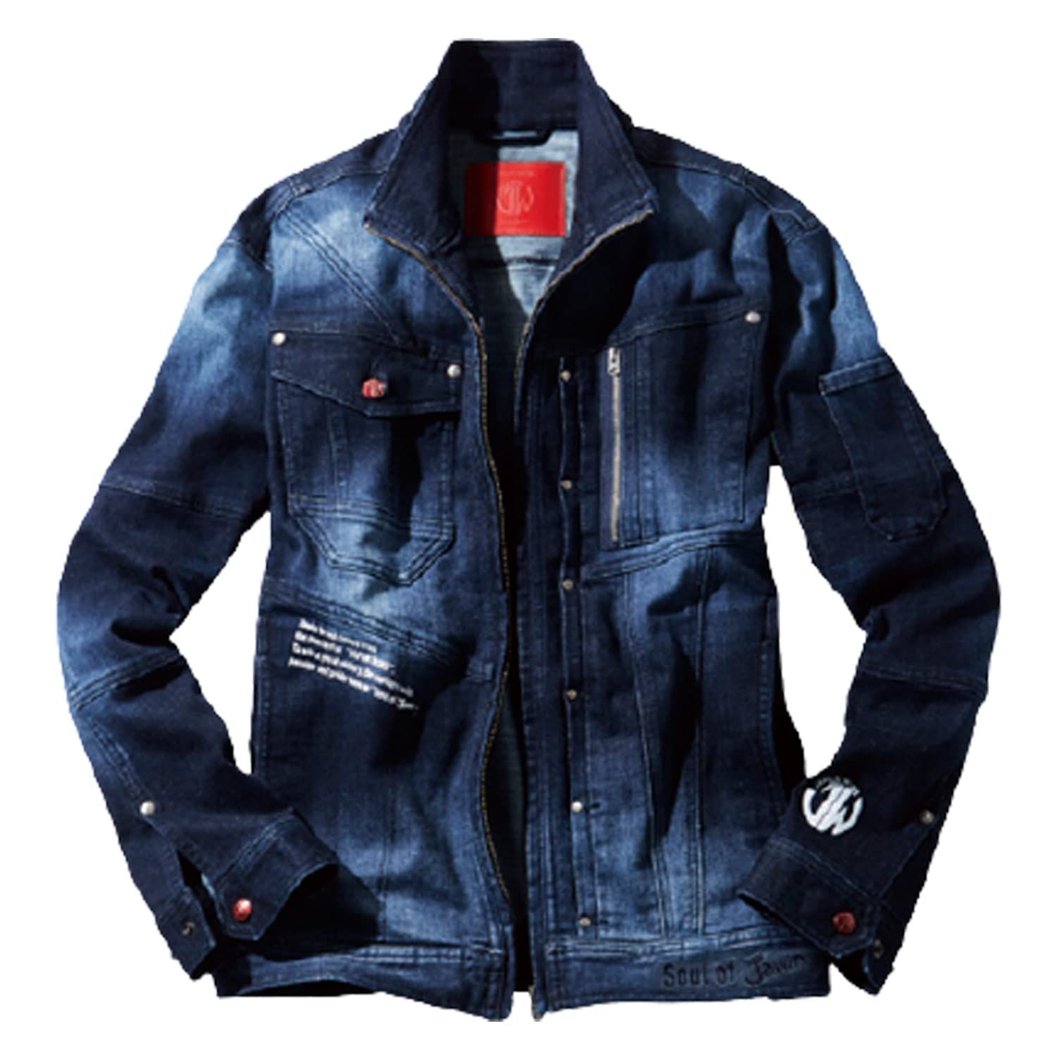 [自重堂] Jawin ジャウィン ストレッチジャンパー 53000 長袖 ブルゾン 通年 作業服 コーデュラ デニム L 143インディゴ [143インディゴ] [L]