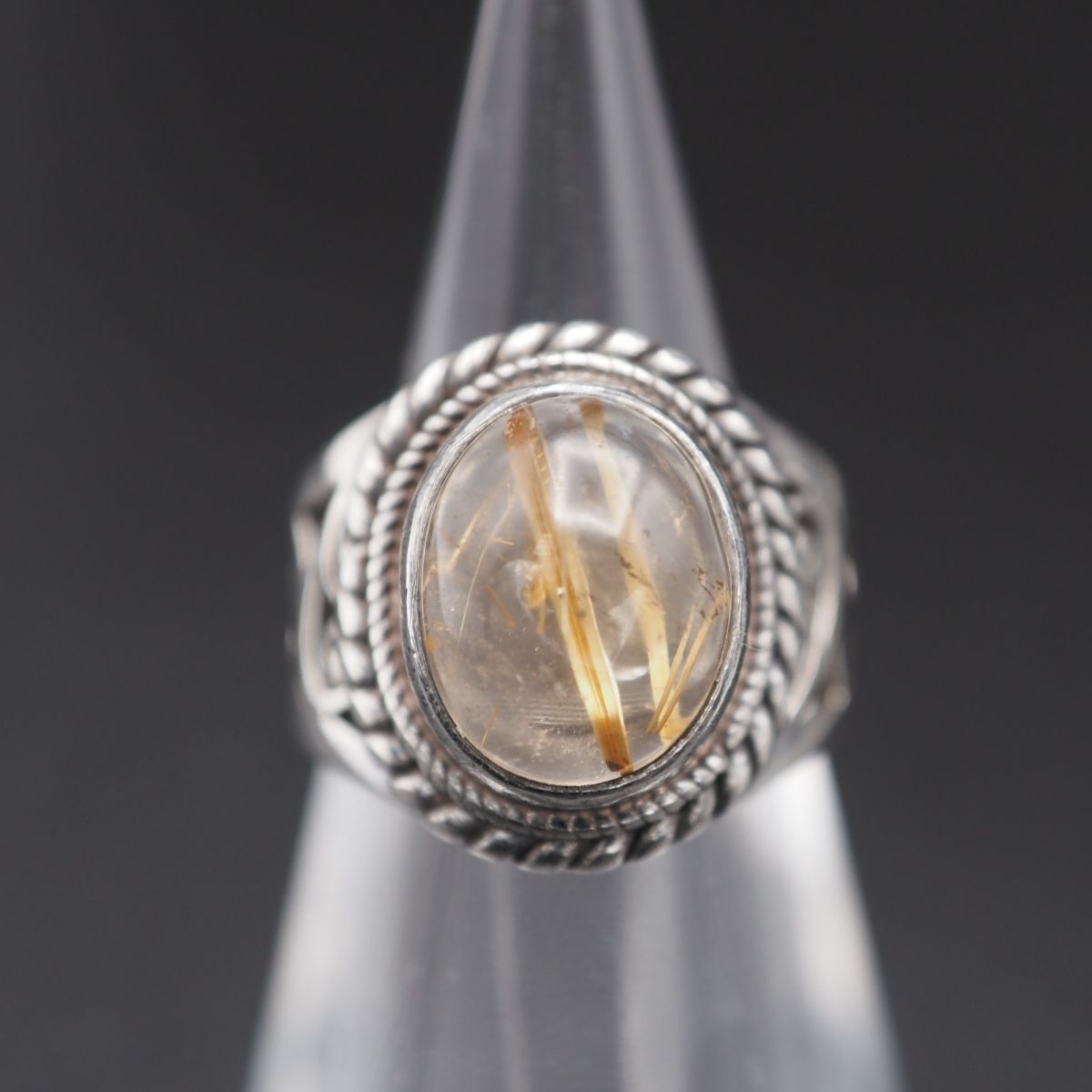 L542 ルチルクォーツ リング 透かし彫り デザイン シルバー 指輪