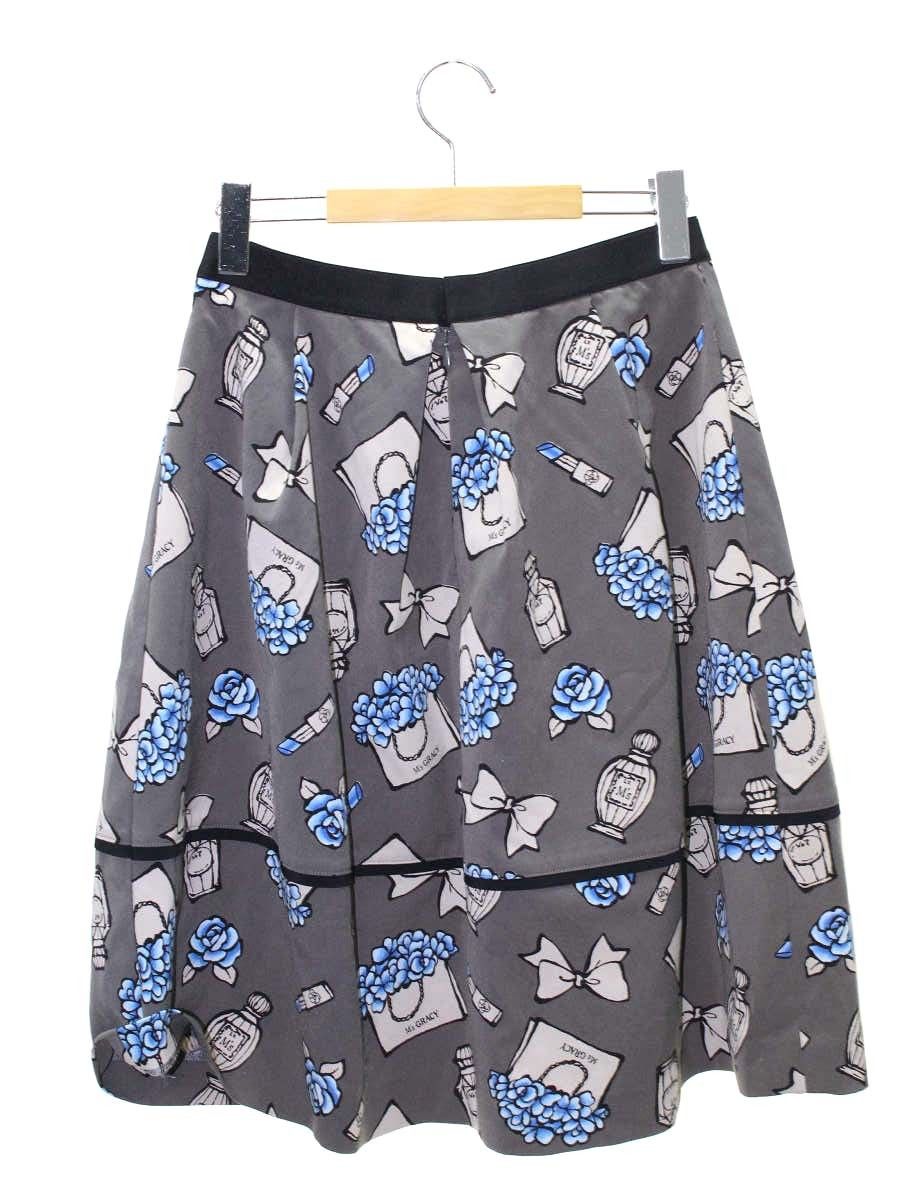 エムズグレイシー 917542 スカート 40 グレー アイコンモチーフ フレア