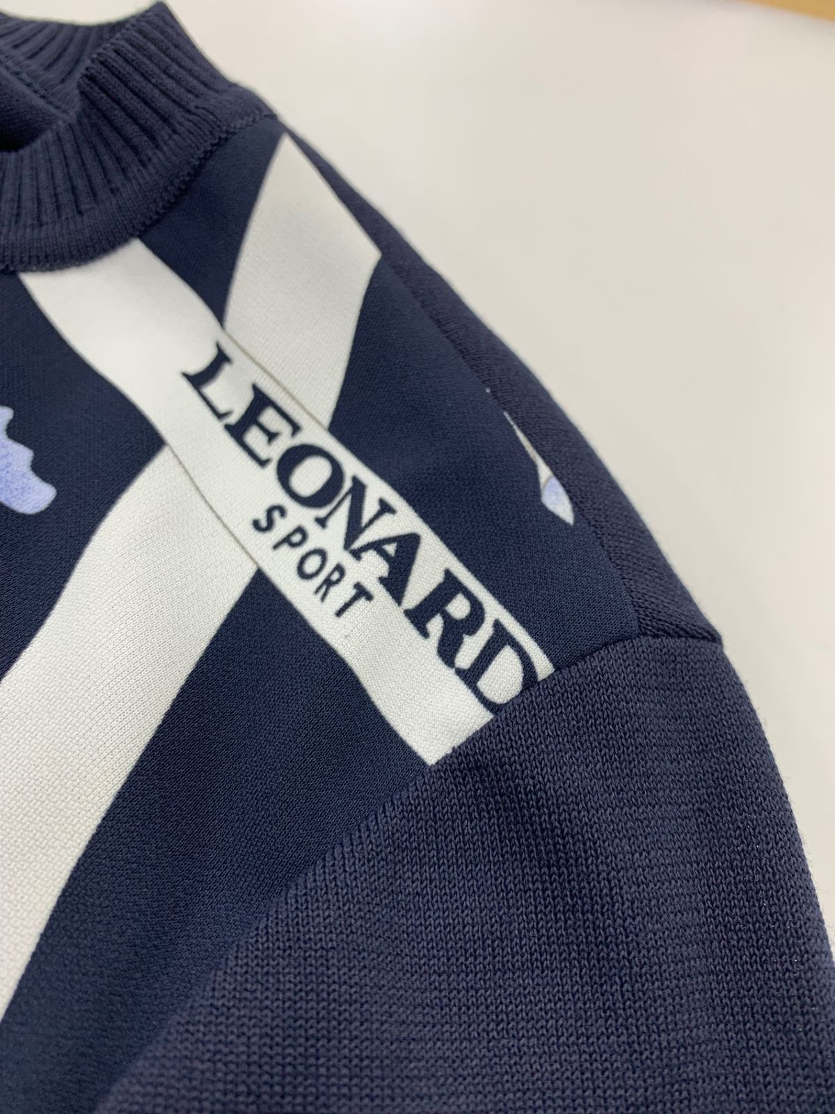 レオナールスポーツ 0538094 カーディガン 38 ネイビー フラワー